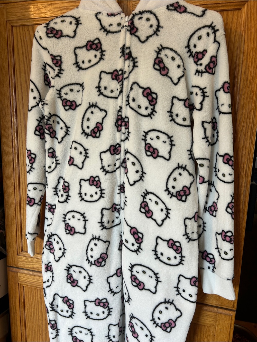 Hello Kitty White and Pink Fleece Onesie Pajama